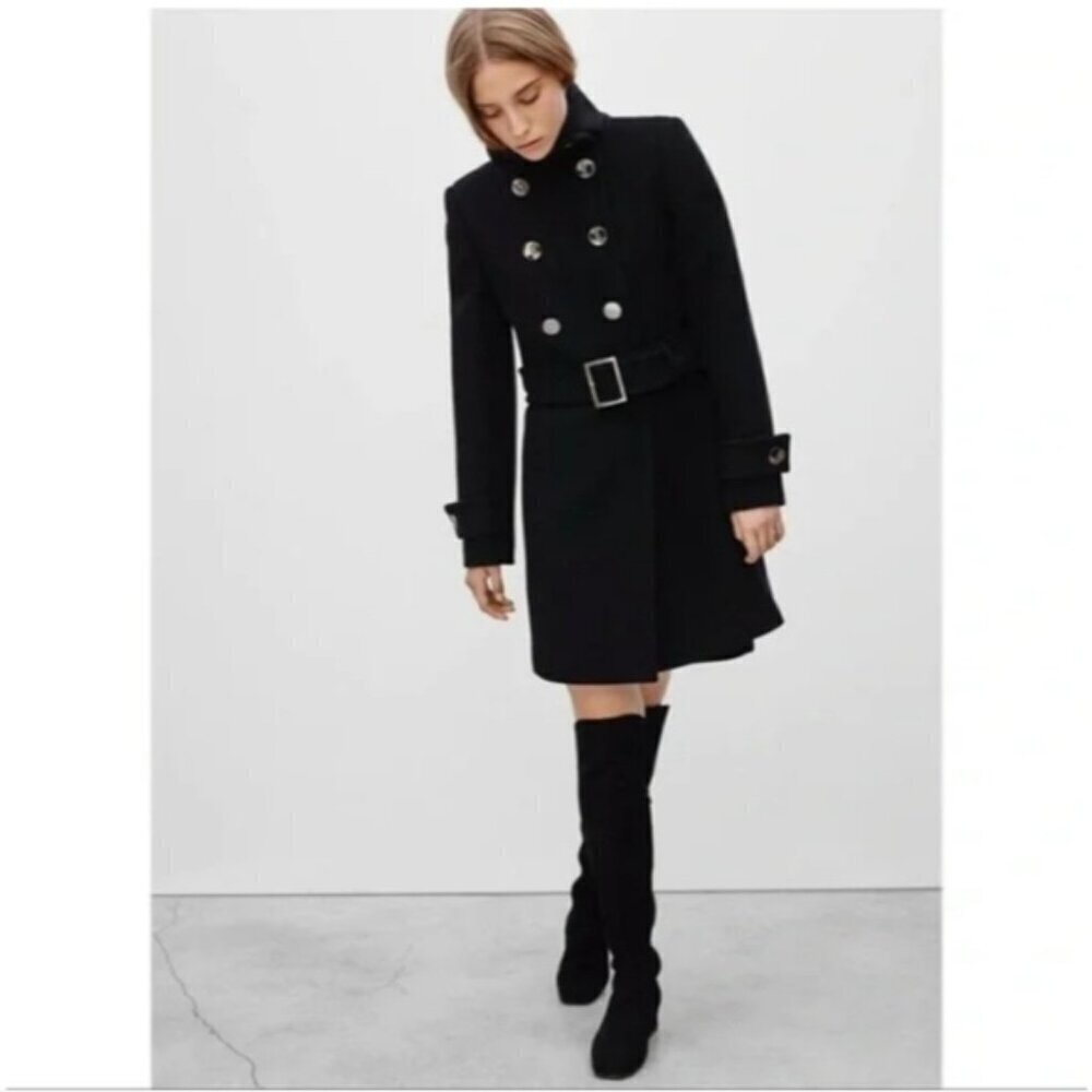 NWT Babaton Blue Grey Bromley Wool Coat Size Small